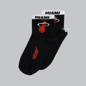 خانه 81 جوراب اسپرت مشکی نیم ساق بسکتبالی، طرح لوگوی Miami Heat.